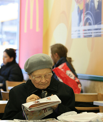 Elderly Lady in McDonalds